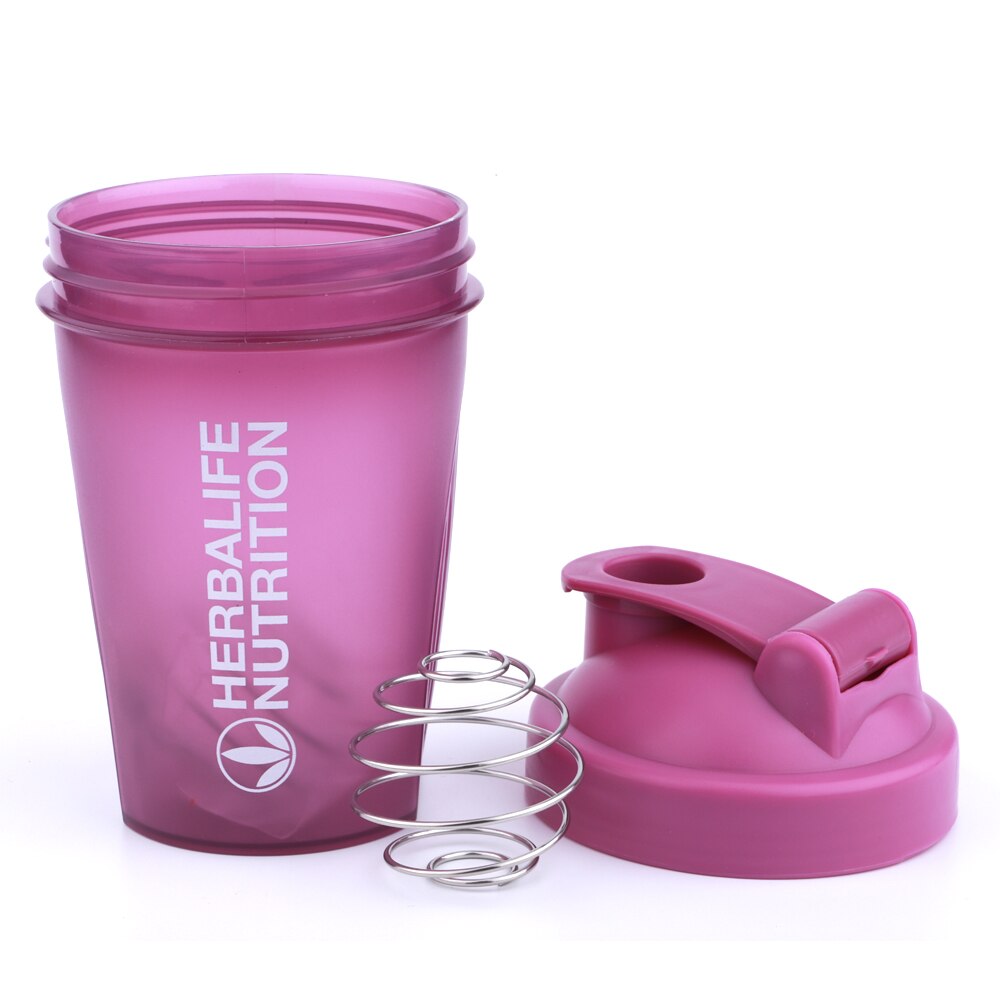 400ML Shaker Bottle Colorful Cute Protein Powder Shaker Cup Protable Plastic Drink Bottle With Mixing Ball and Spring