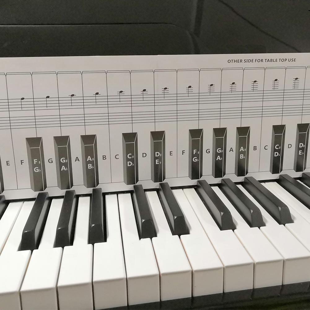 Double Sides Piano Keys Chart Piano Keyboard Exercise Paper Keyboard Training Guide Piano Staff Contrast Drawing Chord Chart