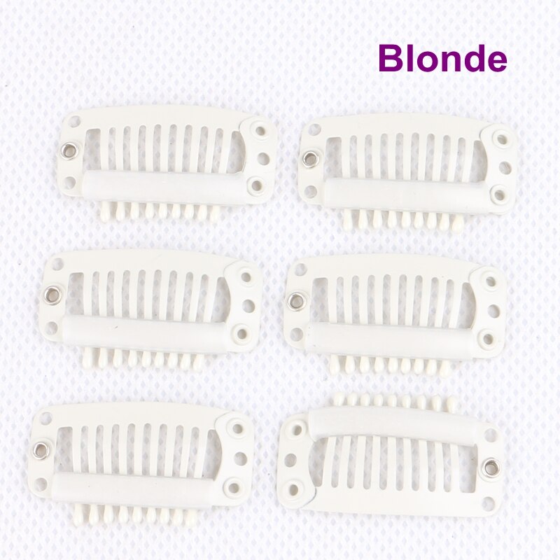 Pinzas de silicona para extensión de cabello de acero inoxidable, 9 dientes, 3,2 cm, 50 unidades (negro, marrón D, Marrón M, Marrón L, Rubio, Plata)