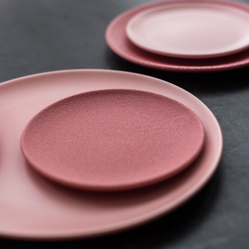 4 Sizes Matte Pink Plates Dinnerware Dishes for Serving Modern Plate Sets Dinner Set Japanese Tableware Plates Food Bone China