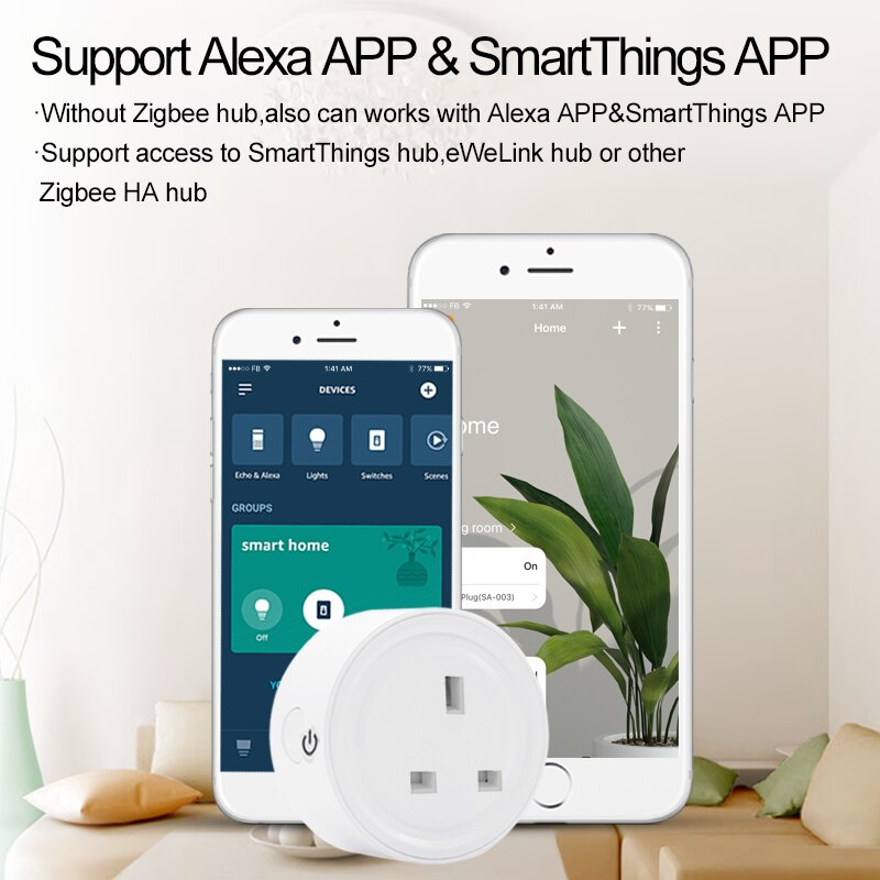 EWelink-enchufe inteligente ZigBee, enchufe de Reino Unido/EE. UU., Mini interruptor para Alexa y Samsung, compatible con dispositivos Echo, enchufe de Control de voz