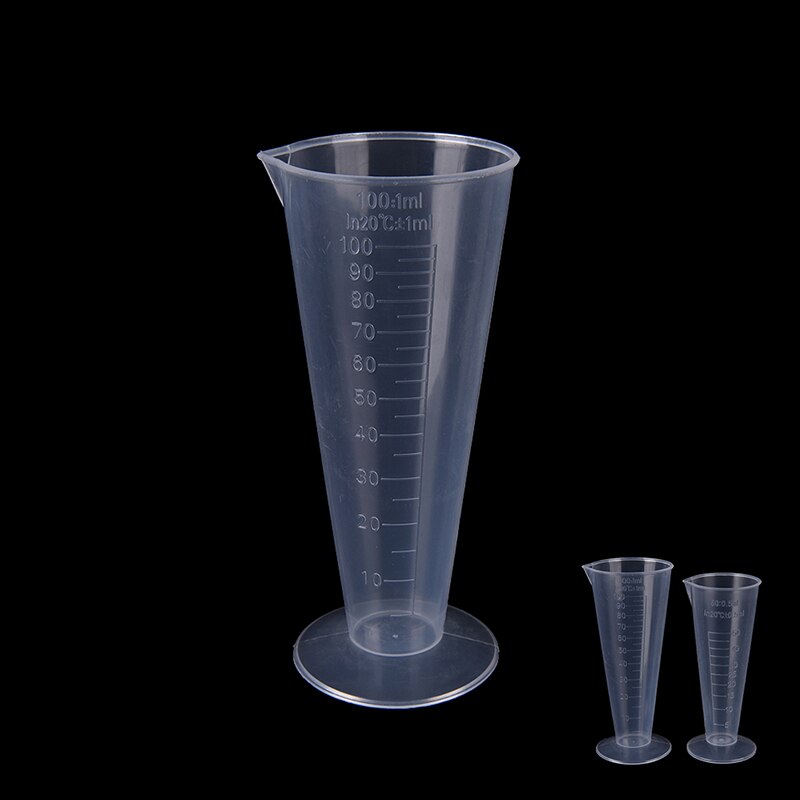 Vaso de medición graduado de plástico para laboratorio, herramientas de medición de prueba de cocina, recipiente de vaso líquido para hornear, 50ml, 100ml, 1 ud.