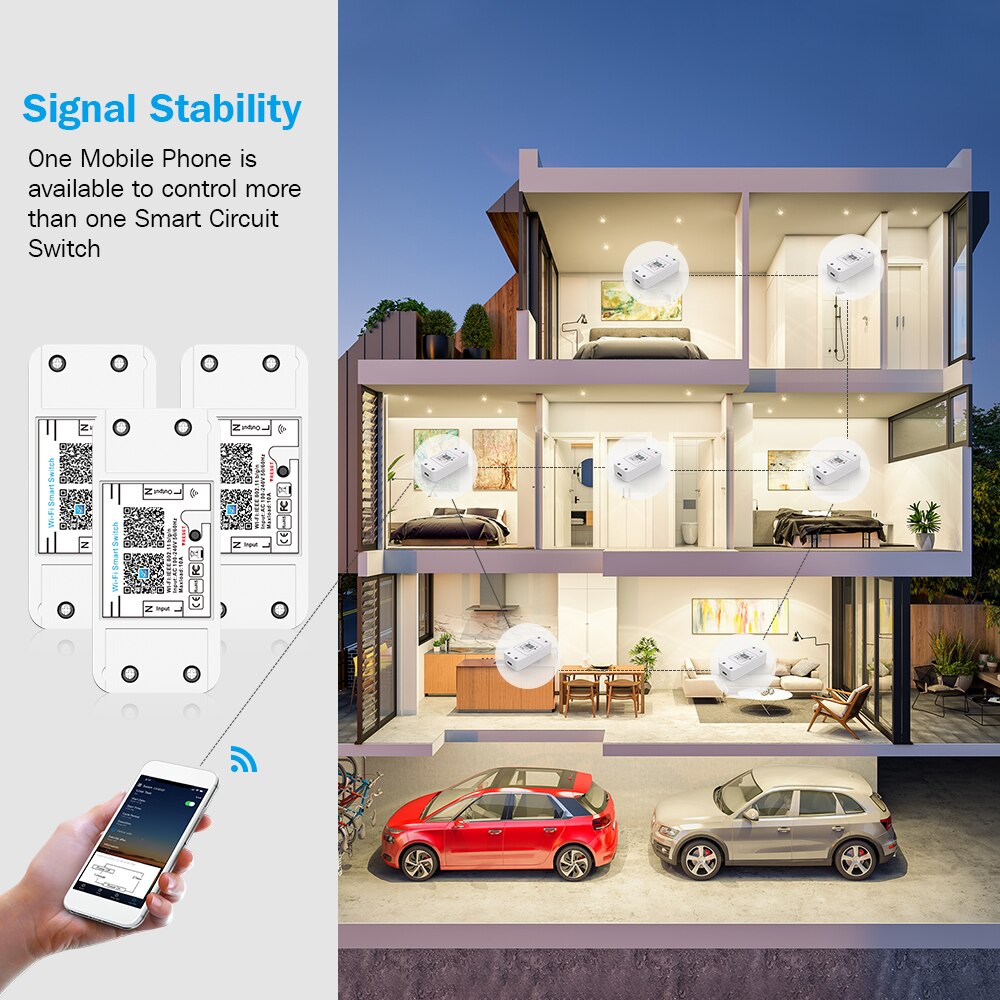 Bluetooth WiFi Smart Switch Relay Switch On-OFF Controller Smart Home Circuit Breaker Timer Remote Control AC100-240V