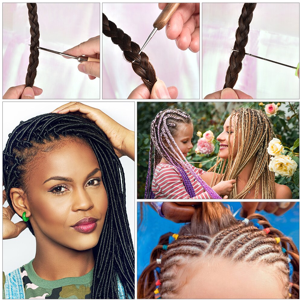 7pcs/Set Latch Hook Plastic Crochet Needle Braiding Latch Hook Weaving Hair Dreading Hooks Tool Weaving Hair Dreadlock Craft