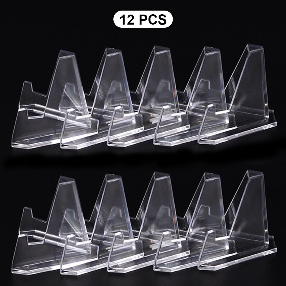 12pcs Acrylic Transparent Display Stands Mini Display Easel Holder For Displaying Pocket Watches Capsules Challenge Medal 2.36in