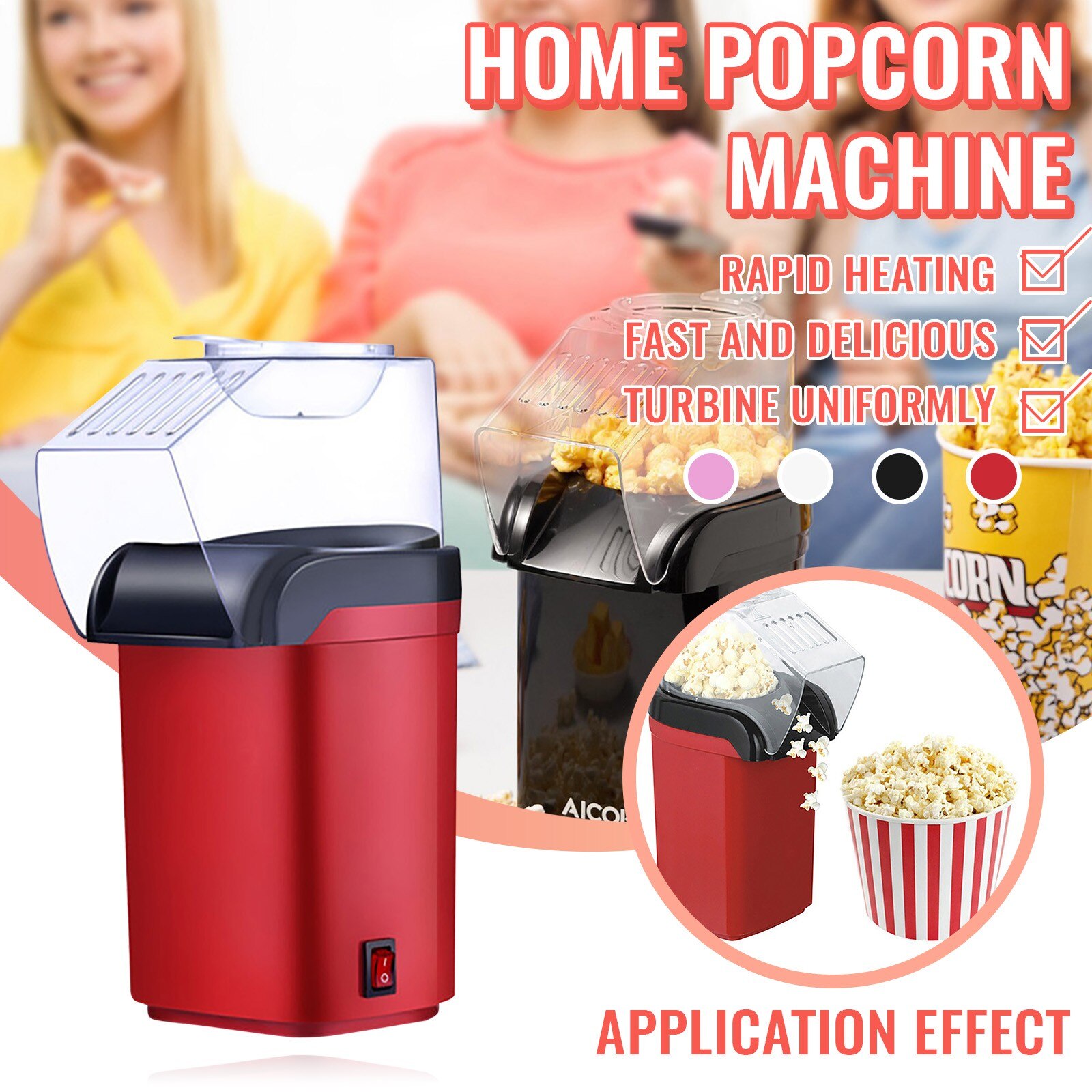 Electric Corn Popcorn Maker Household Automatic Mini Air Popcorn Making Machine Diy Corn Popper Children #g35