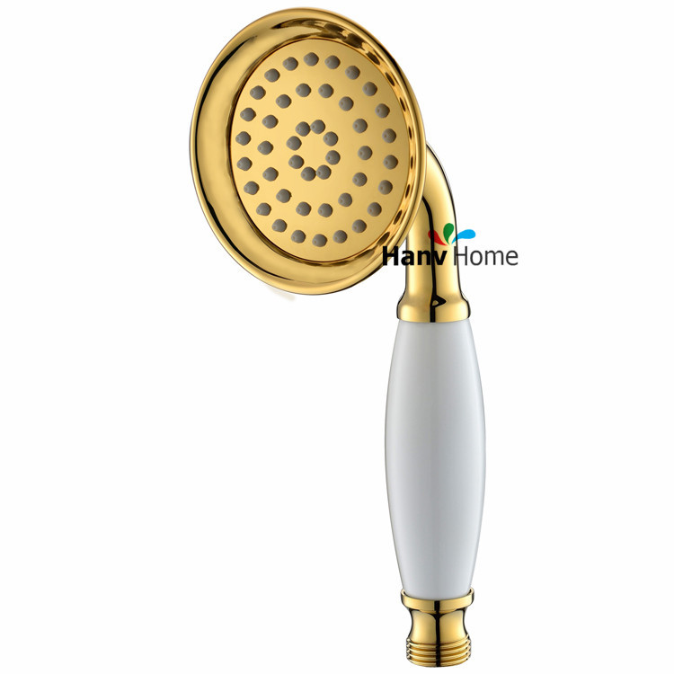 Six Types Brass & Ceramic Classical Telephone Hand Held Shower Head Bathroom replacement hand shower: C Titanium gold