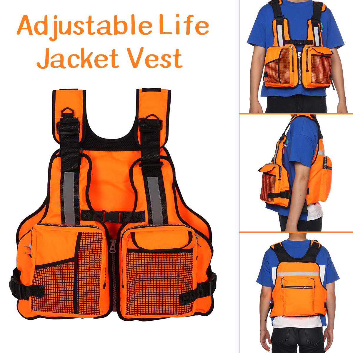 Life Jacket Fishing Swimming Outdoor Life Vest Boating for Adult Man Water Sport Vest Drifting Life Jacket Sailing Bearing 110KG
