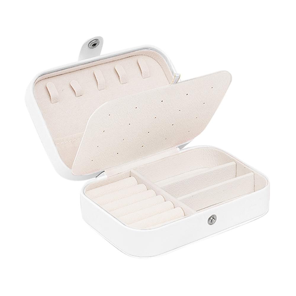 Expositor de joyas de terciopelo, caja de joyería de estilo coreano, caja de joyería portátil, anillo de cuero, caja de almacenamiento de joyas multifunción: Style E White