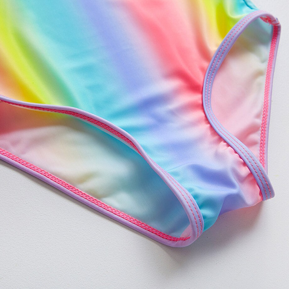 8-16 Years Girl Swimsuit Kids One Piece Teenager Girl Bathing Suit Rainbow Swim Wear Children Swimwear Child Swimming Suit