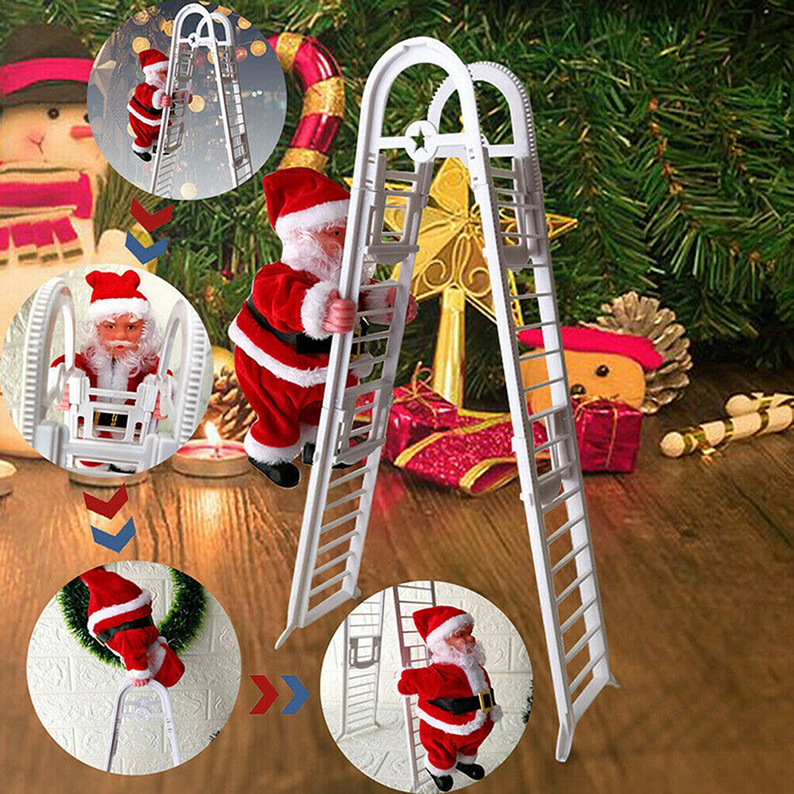 Kerstman Klimmen Ladder Pop Kerst Decoratie Pluche Pop Speelgoed