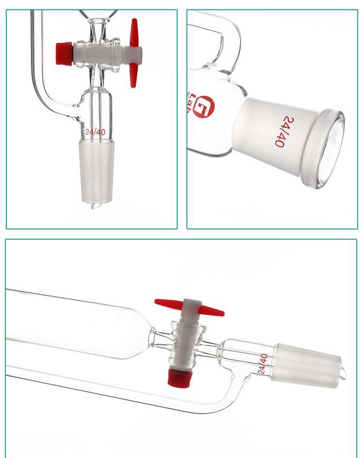 2pcs / Lab PTFE Constant Pressure Standard Mouth 24 * 24 Funnel Cylindrical Dropping Funnel 10ml / 25ml / 50ml