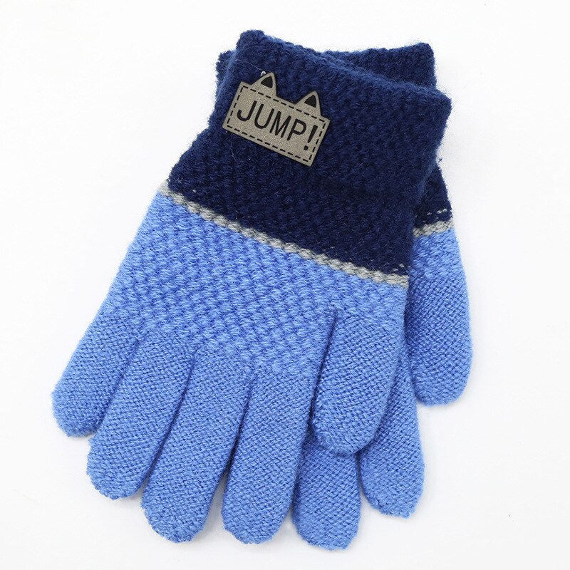 Herbst Winter Weiche Gestrickte Baby Handschuhe Warme freundlicher Handschuhe Karikaturen freundlicher Handschuhe Reine Nähte Handschuhe Zubehör 5-7 jahre: Blau
