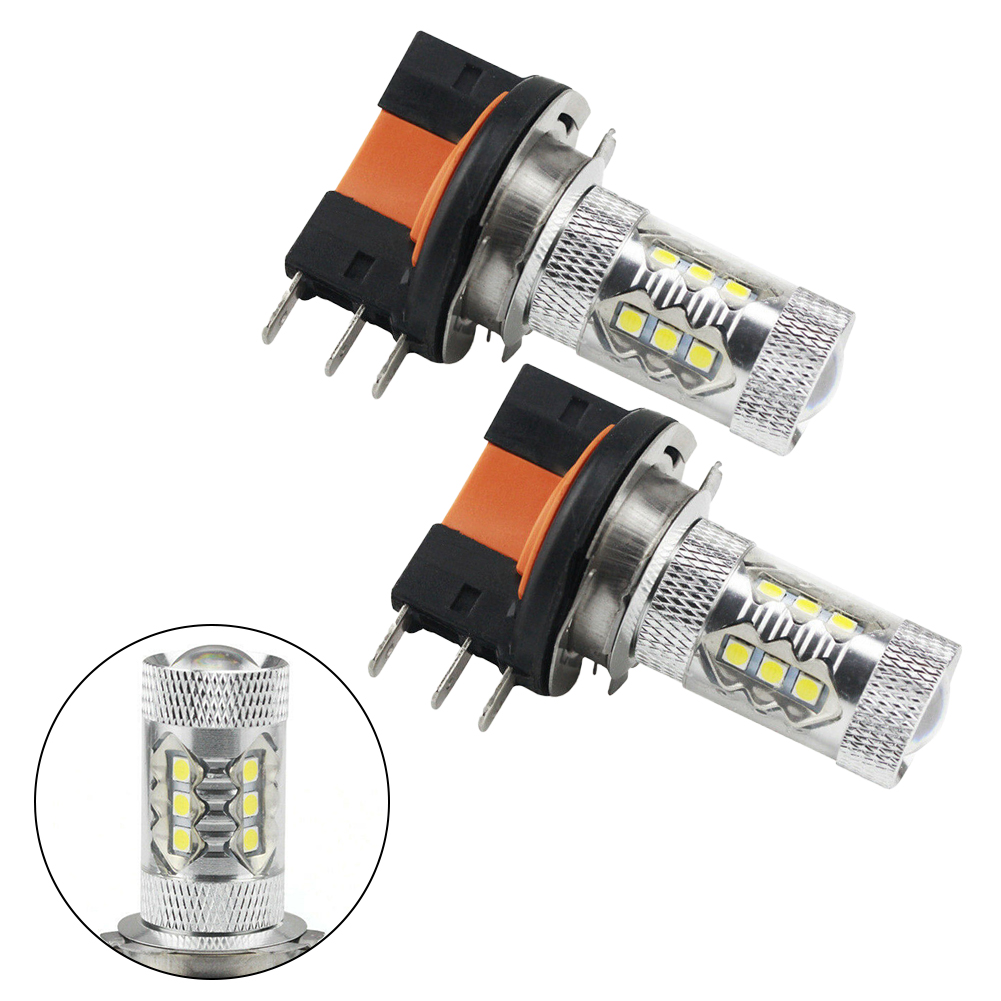2 Stuks H15 Auto Led Koplamp Lamp Dc 12V-24V 80W 1100lm Voor Trx420 Trx500 6500K Wit Auto Lamp Mistlamp