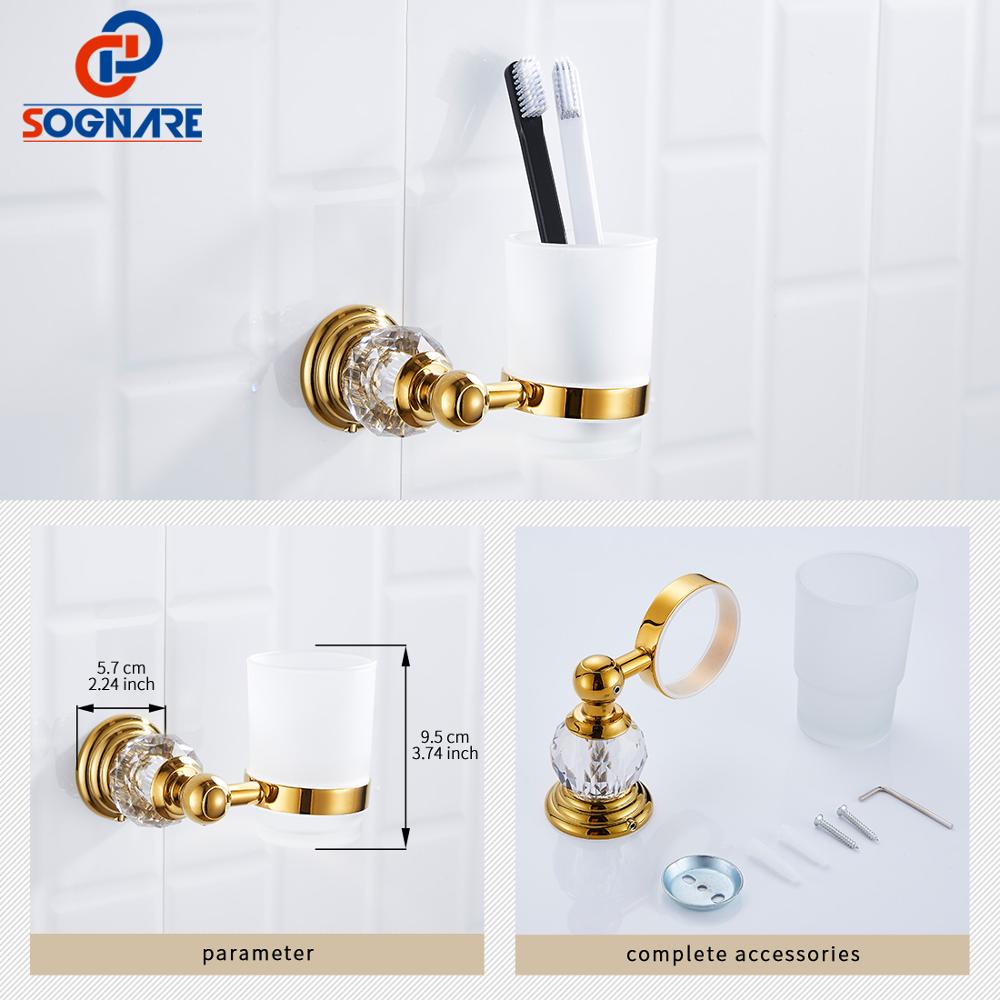 Luxury Gold Crystal Bathroom Accessories set 6pcs Bath Hardware Sets Wall-mounted Soap Holder,Towel Rail,Toilet Paper Holder