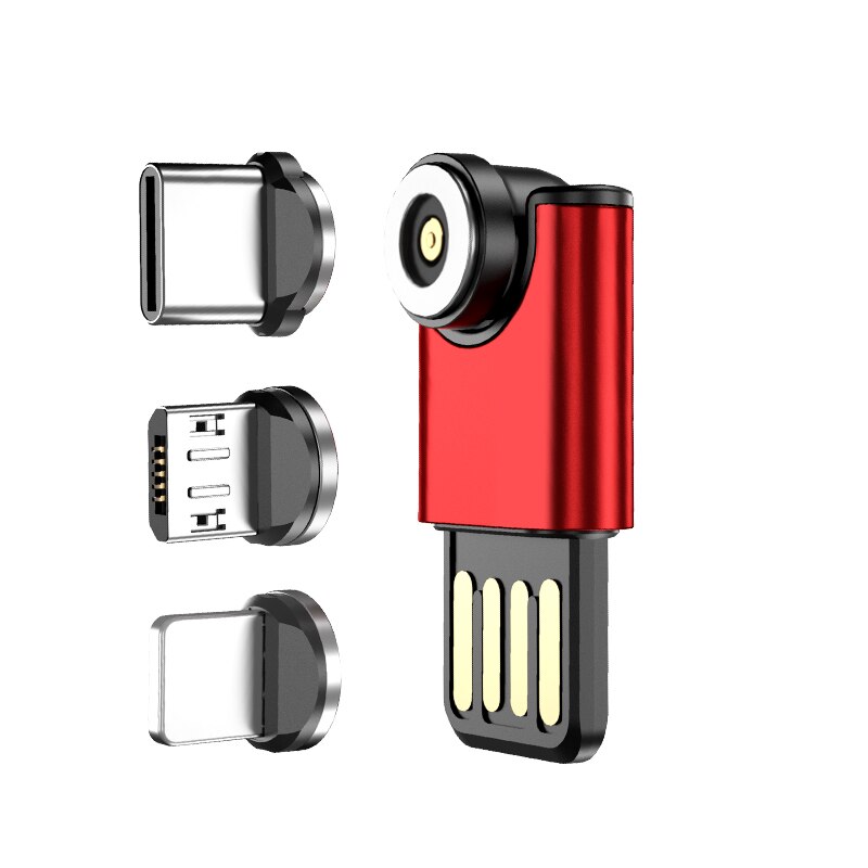 Mini USB Magnetic Adapter for iPhone 12 Charging Magnetic Charger: 6G 3 in 1 Red