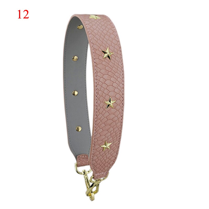 4cm bred axelrem i läderblomma lång nit pentgram crossbody-rem handväska bälte färgglad väska tillbehör: 12