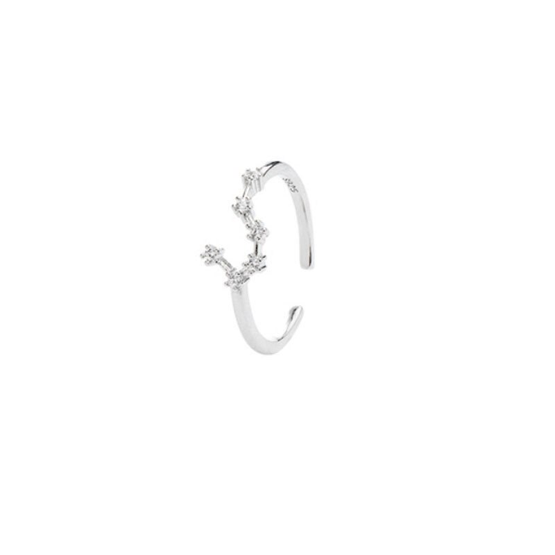 925 prata esterlina pino feminino estilo fresco e simples incrustado com pedra preciosa 12 constelações único anel: Taurus