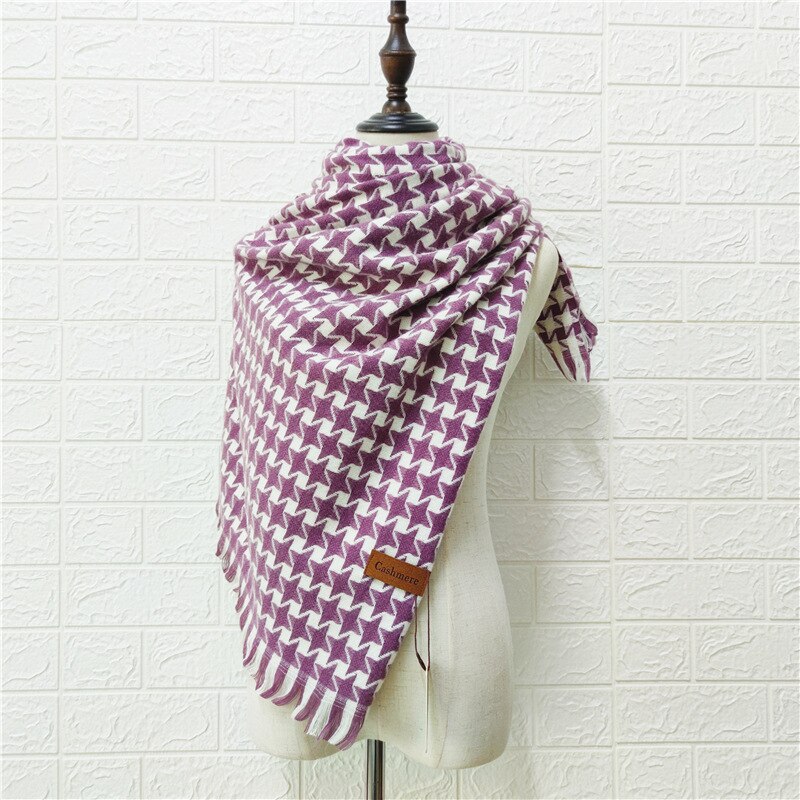 Pied-de-poule geruite sjaal voor dames, warmere winter kasjmier pashmina sjaals, dikke dekens, omslagdoeken, foulards, sjaals, bandana's