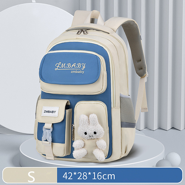 Sac à dos dessin animé lapin pour enfants, cartable pour écoliers du primaire, cartable mignon pour filles et garçons: S beige