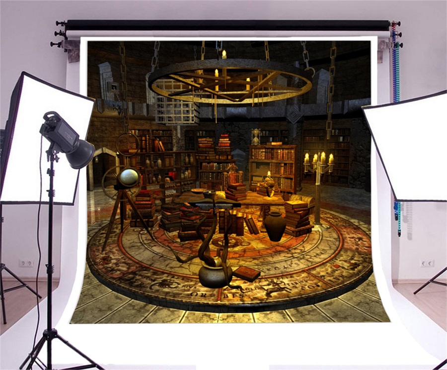 Laeacco Magic Profeet Heks Bibliotheek Interieur Scène Baby Fotografie Achtergronden Custom Fotografische Achtergronden Voor Foto Studio