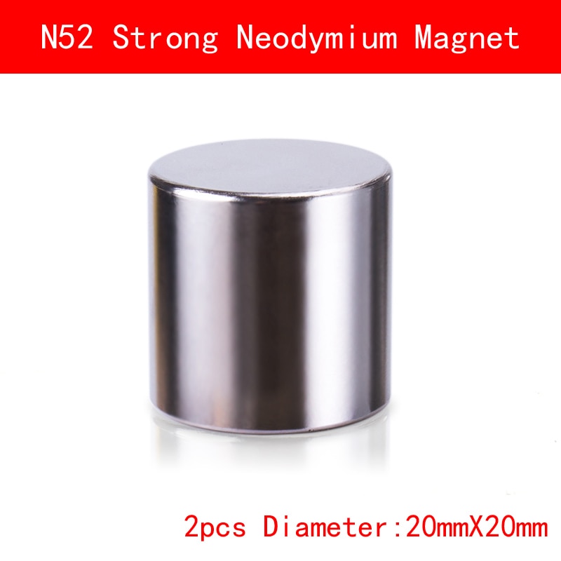 2 STKS N52 D20mm x 20mm Super Sterke Cilinder Ronde Magneten 20*20 MM Zeldzame Aarde Neodymium N52 magneet