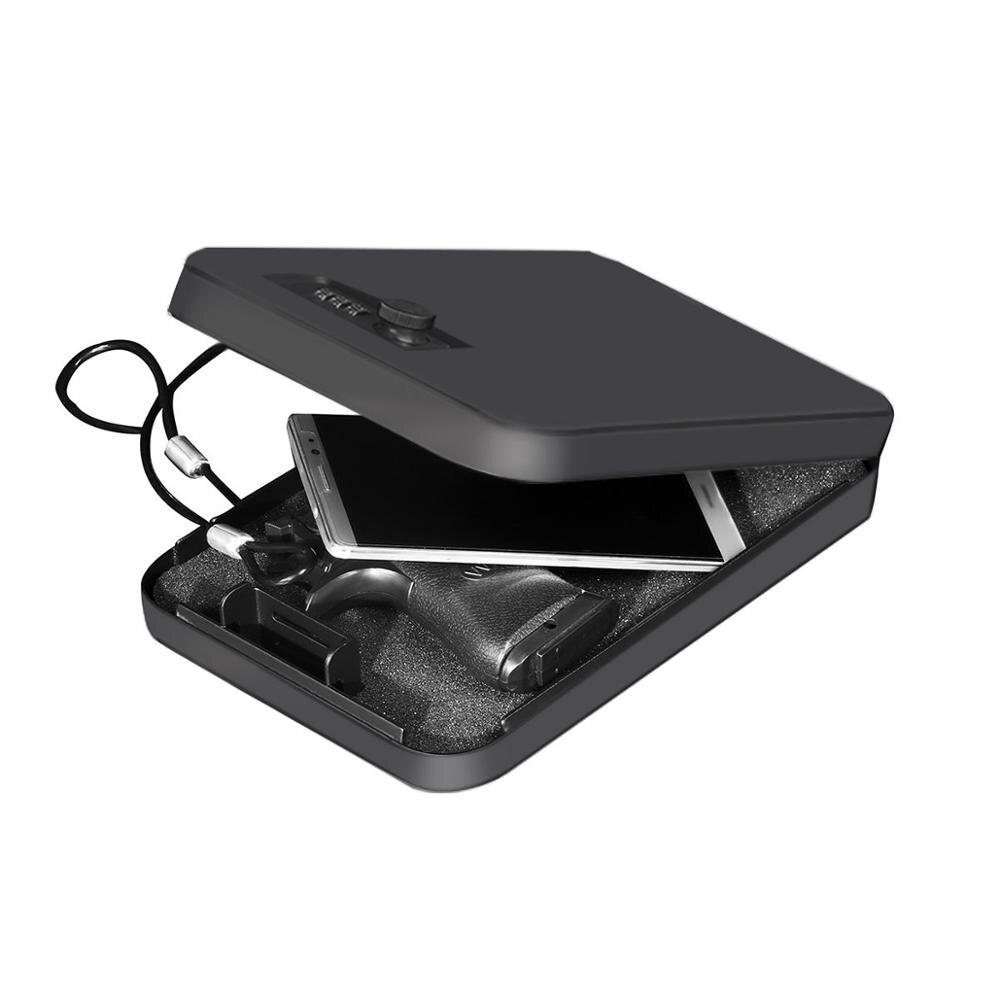 Gun safe lock box with security cable and mechanical lock