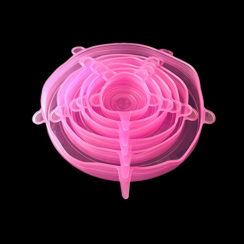 Silicone Stretch Lids Replacement Plastic Alternative Lid Rectangle Round Reusable Food Covers Huggers for bowls, Cans, bottles: Round Pink