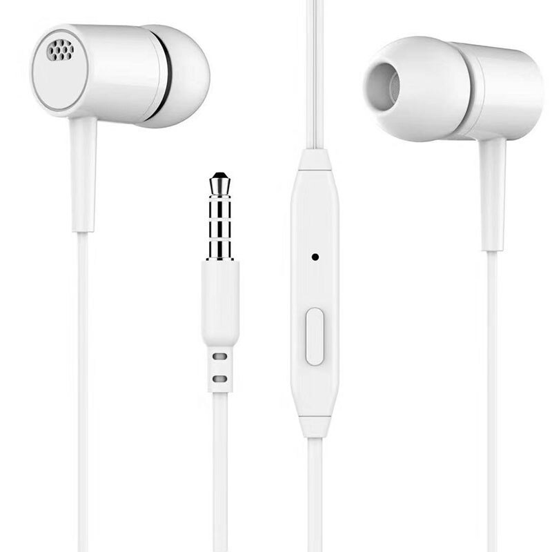 D21 kabelgebundene ohrhörer mit bass, kabelgebundene sportkopfhörer mit mikrofon, musik-ohrhörer-headset für xiaomi ios: Weiß