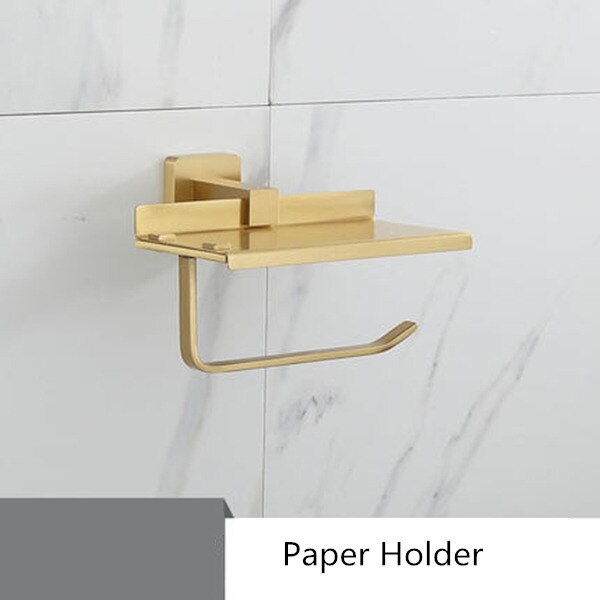 Set de accesorios de baño estante de baño para Oro pulido, toallero, soporte de papel para colgar toallas, soporte para escobillas de baño, accesorios de baño: paper holder