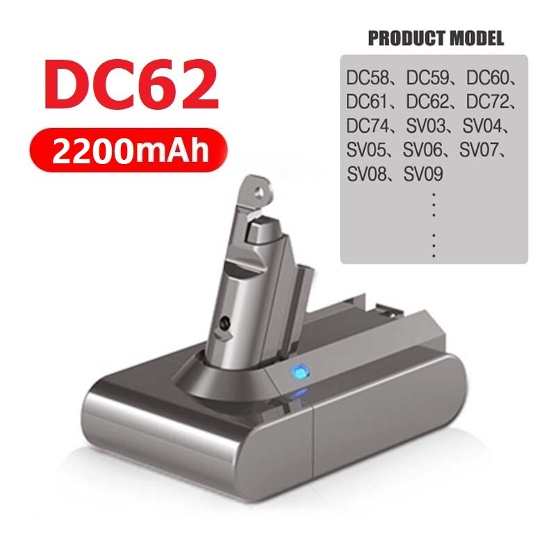 til dyson støvsuger batteri kompatibelt med  dc62 dc59 dc74 sv03 sv07 litium batteri 4000 mah oppladbart litium batteri: V6 2200 mah