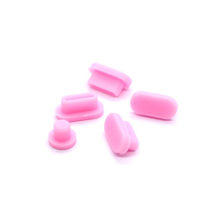 5 Stks/set Anti Dust Vuil Plug Voor Macbook Pro16 Macbook Air 13 Macbook 13 15 Pro Touch Bar Siliconen Poort stekkers Cover Set: 5  Pink