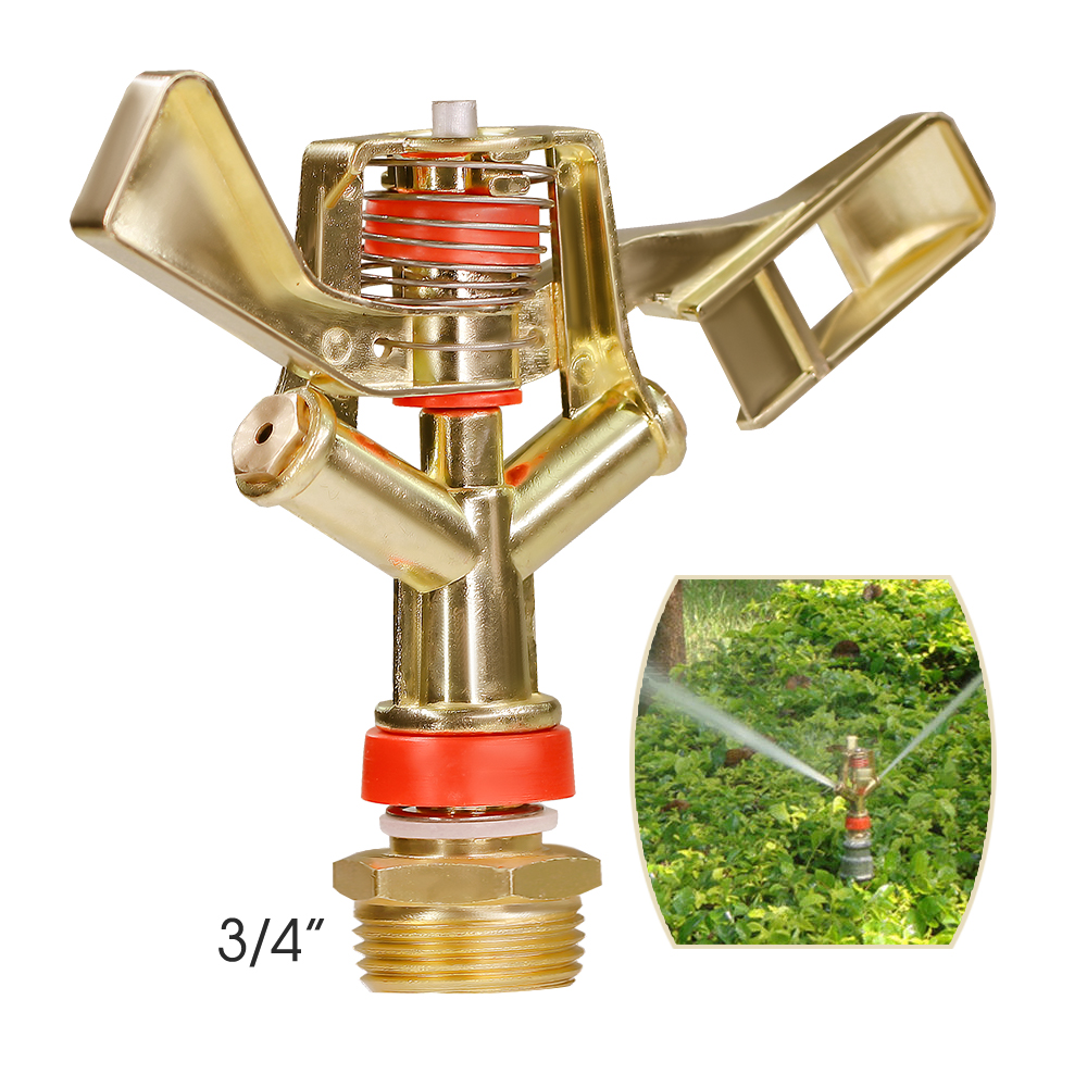 1/2 3/4'' Male Thread Metal Pulsating Sprinkler Zinc Alloy 360° Rocker Arm Water Spray Nozzle for Greenhouse Garden Irrigation: Yellow