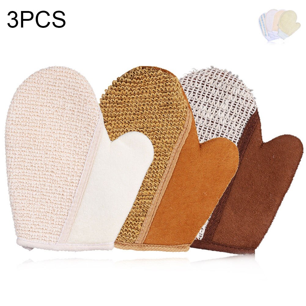 Guantes de ducha exfoliantes, 2/3 Uds., para Spa y baño, fibra de bambú Natural, exfoliantes