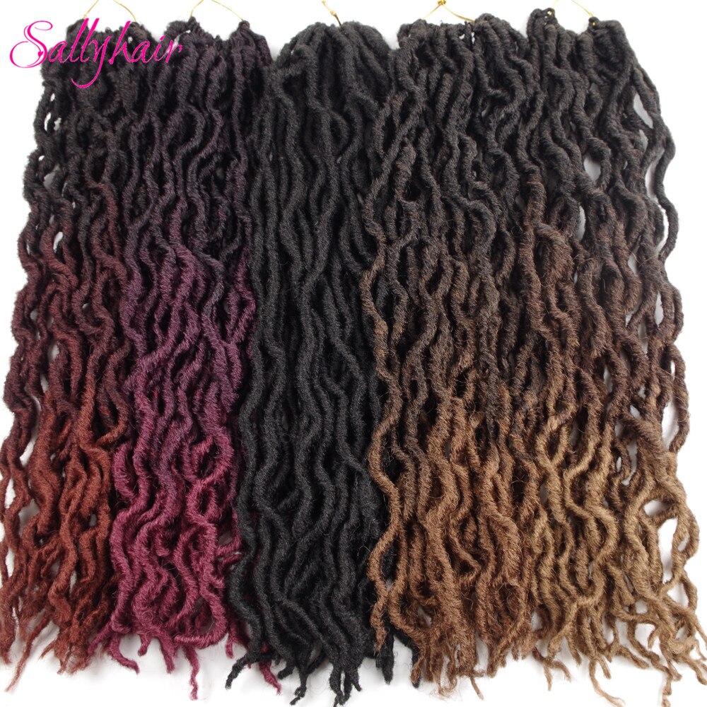 Sallyhair Faux Locs Curly Crochet Braids Hair Extensions 24 strands/pack Ombre Synthetic Braiding Hair 18inch