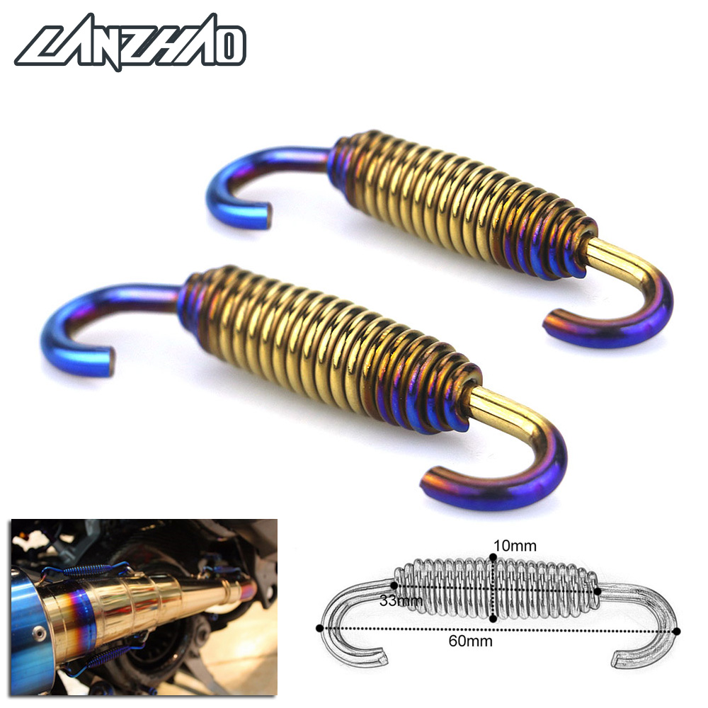 Resortes de tubo medio de escape para motocicleta, accesorio de acero inoxidable colorido, oro azulado, para AKRAPOVIC ARROW YOSHIMURA SC PROJECT, 60mm, 2 uds.