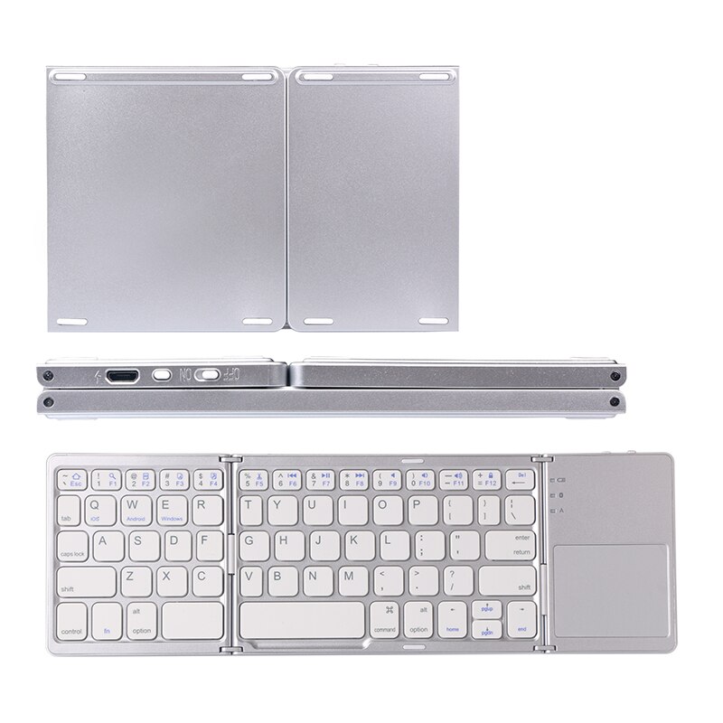 Bluetooth Mini Foldable Keyboard Wireless BT Folding Pocket-Size Keypad with Touchpad for Android/IOS/Windows/Laptop/Tablet