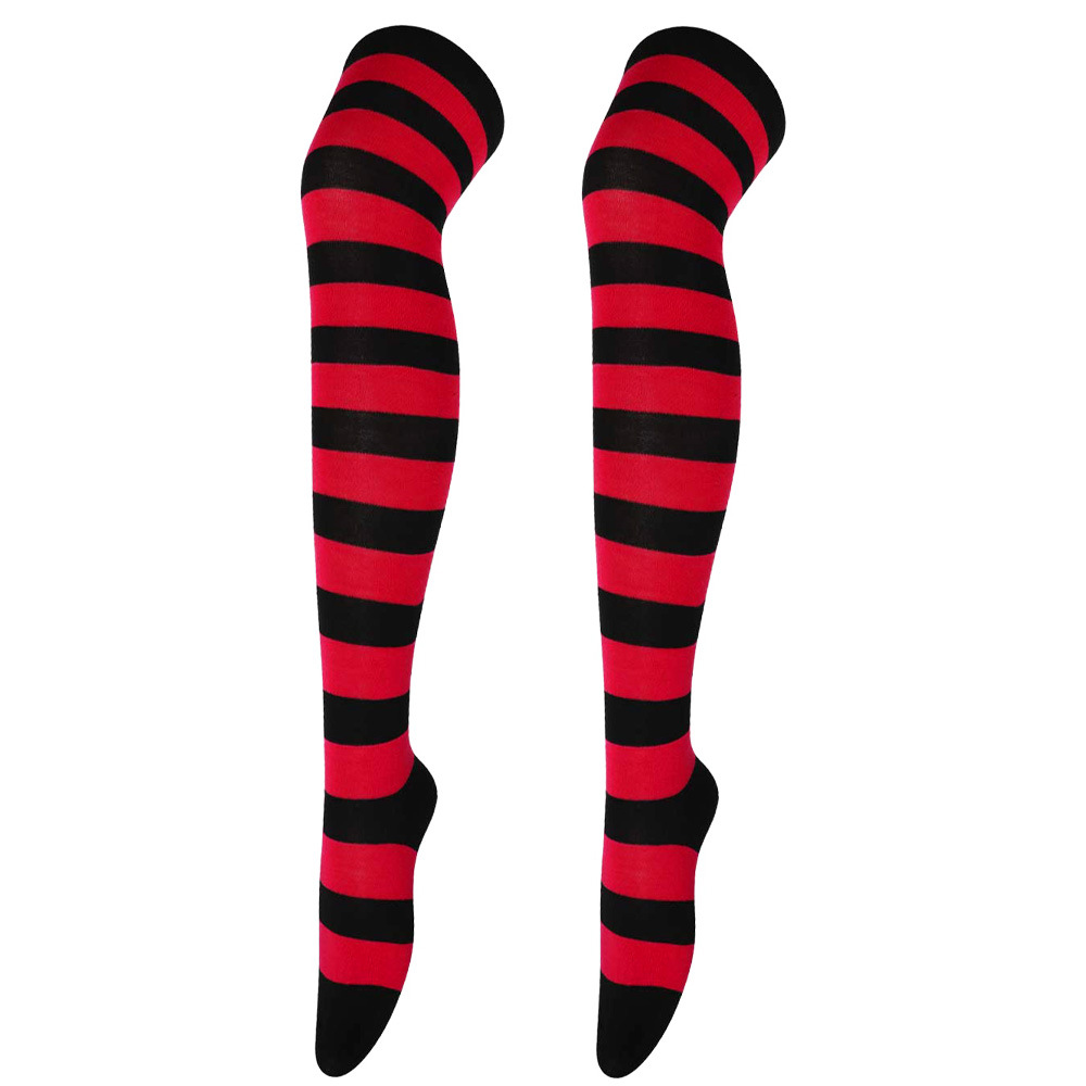 Calze a righe colorate Calzini sopra il ginocchio giapponesi Moda donna Mantieni caldi Soks Calze lunghe sottili sexy Calze a righe bianche nere