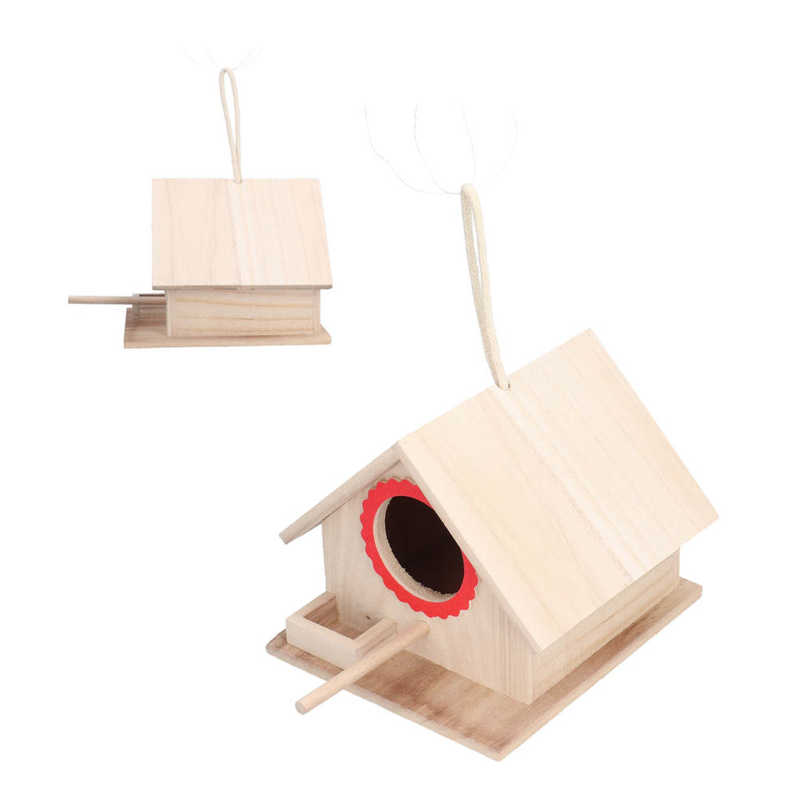 DIY Wooden Birdhouse Best Gift Hanging Wooden Birdhouse Natural Wooden for Outdoor
