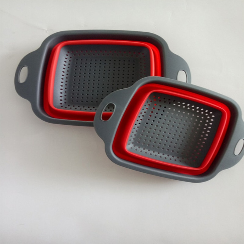2 pçs dobrável cozinha coador cesta dobrável colander define forma quadrada frutas vegetais lavagem escorredor cozinha cestas