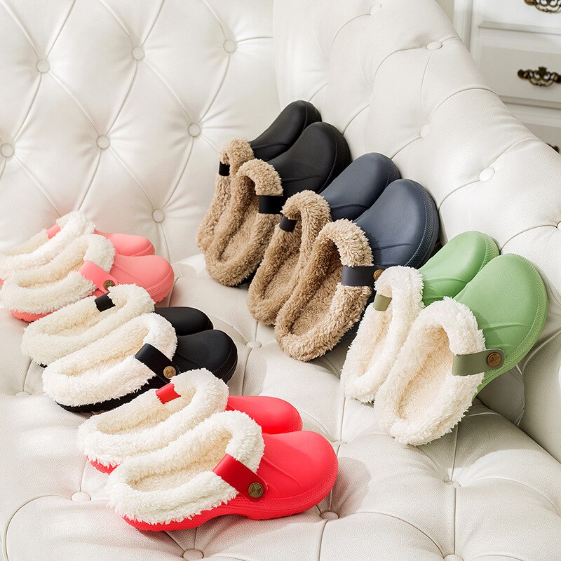Casual Crocus Klompen Met Bont Winter Schoenen Voor Mannen Zachte Pluche Slippers Fleece Voering Thuis Vloer Warm Slipper Bont schoenen