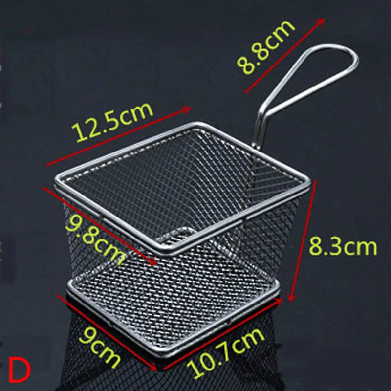Mini Cesta De Fritação De Aço Inoxidável, Pequena Cesta De Fritação, Tela De Filtro, Lanche Comercial, Dim sum, Quadro De Cesta: CINZA