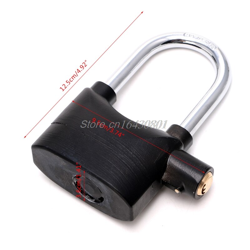 Waterproof Siren Alarm Padlock Alarm Lock for Motorcycle Bike Bicycle Perfect Security with 110dB Alarm Pad locks Long Style BK