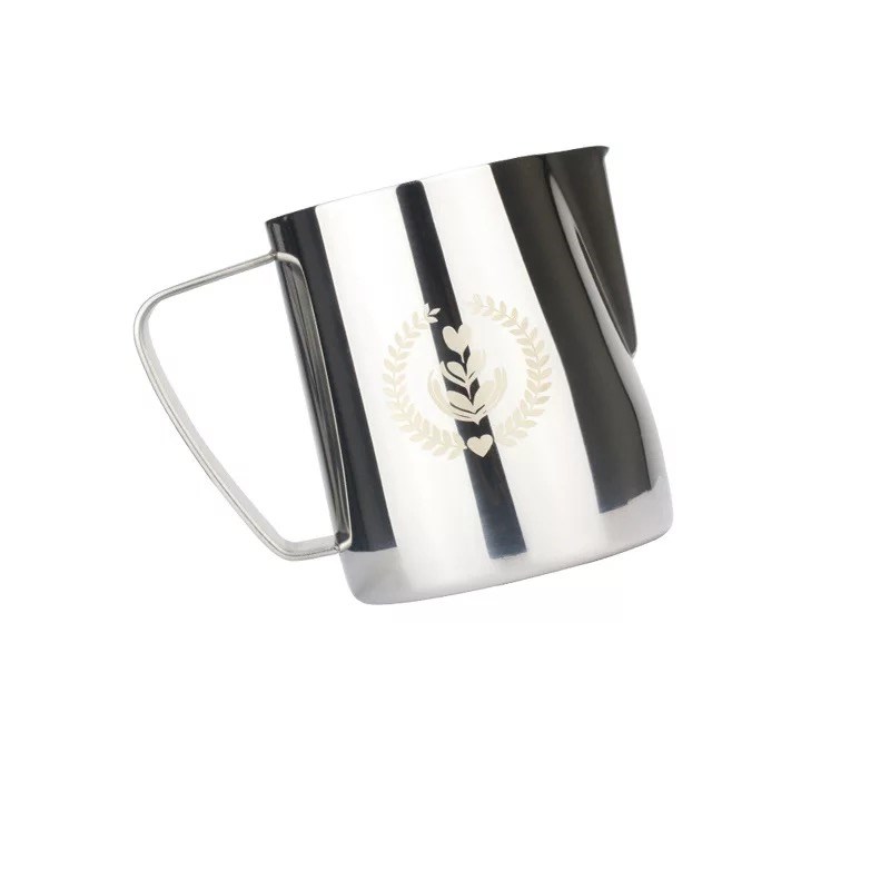 Espresso Steaming Pitcher 350/600ML Espresso Milk Frothing Pitcher Coffee Milk Frothing Cup Coffee Steaming Pitcher Espresso: Silver with Logo / 350ml