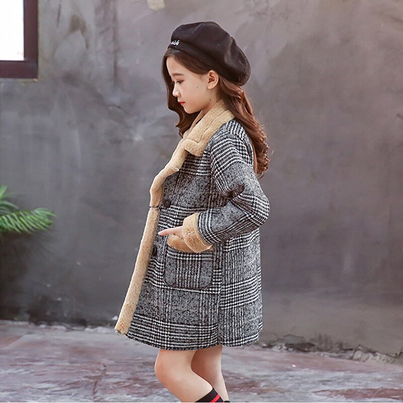 freundlicher Plaid Wolle Mantel Winter freundlicher Mädchen Mantel Wolle Mantel für Mädchen Jugendliche Kleinkind Lange Jacke lässig Warme Oberbekleidung