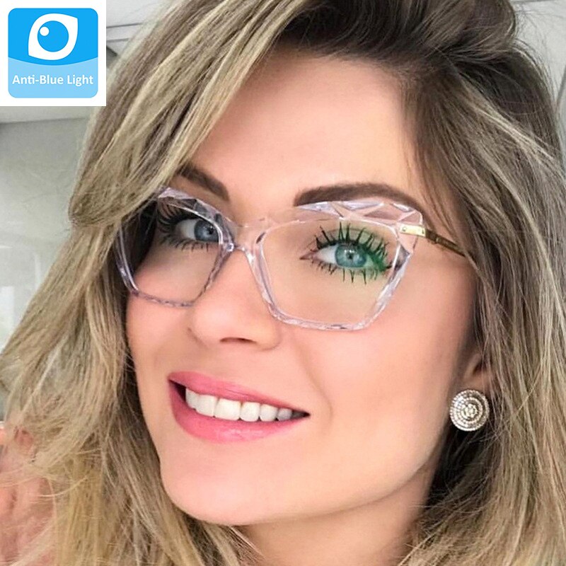 Anti-blauw licht bril dames cat eye bril montuur dames cat eye bril montuur heldere lens bril oculair zonnebril