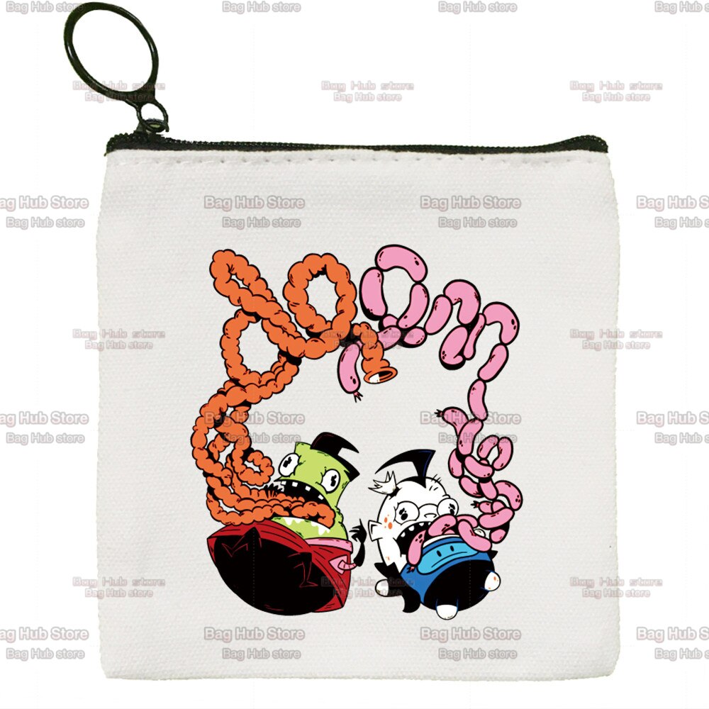 Invader Zim Zim Image Cartoon brezentowa portmonetka z zamkiem błyskawicznym studentka mały uroczy portmonetka szminka torba mała przenośna: F