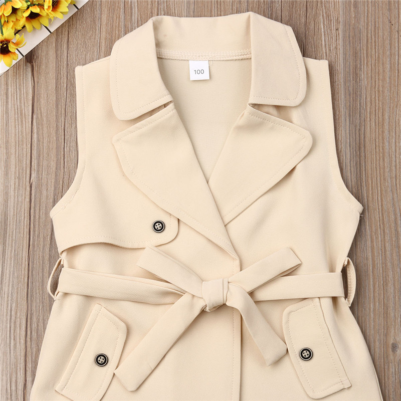 Autumn Kids Girls Coat Jacket Windbreaker Outerwear Trench Casual Cardigans Outfits Clothes Khaki 2-7Y