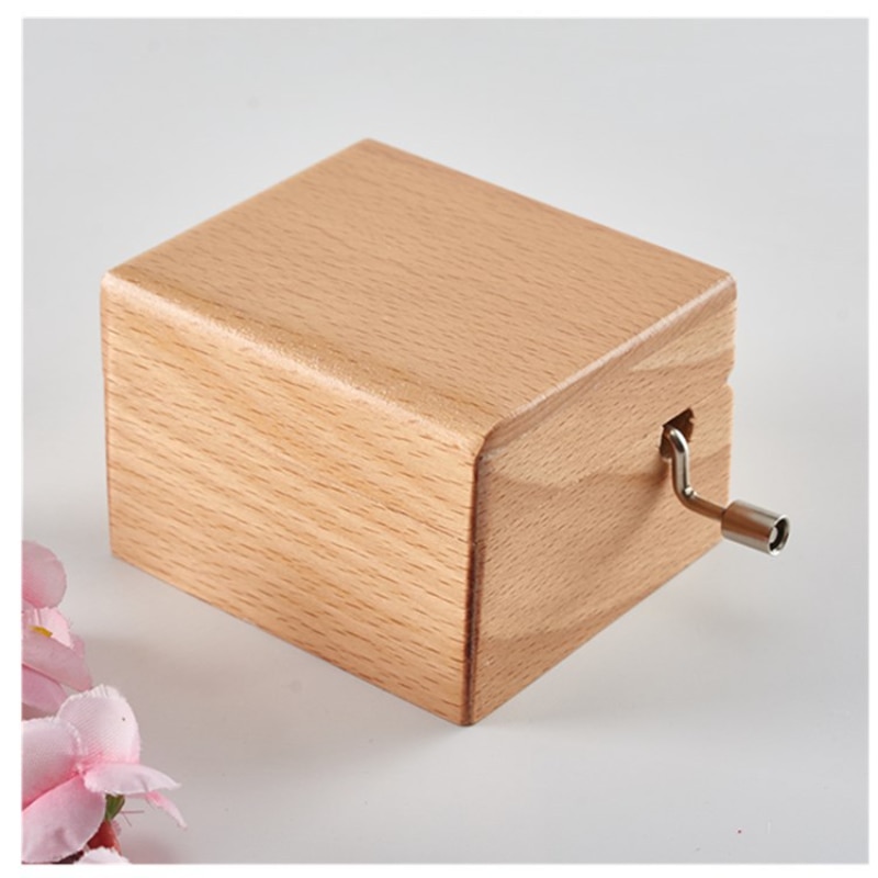 Beech Wood Music Box Hand-cranked Music Box Wooden Chinese Music Box Children's Birthday Home Desktop Decoration Bedroom