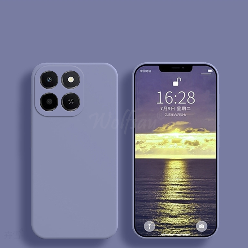 For Honor X6C Case Liquid Silicone Plain Rubber TPU Funda Cover Honor X6C Case Phone Protector Cover Honor X6C Case: PURPLE